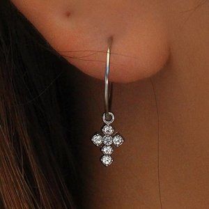 Delicate Cross Cuff Earring Stainless Steel